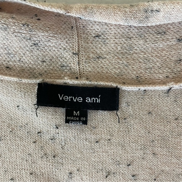 ❌SOLD Verve Amí Pale Pink and Black Nubby Knit Open Front Cardigan - Picture 5 of 9